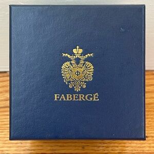 Faberge Green Crystal Votive in Navy Box with Gold Accent